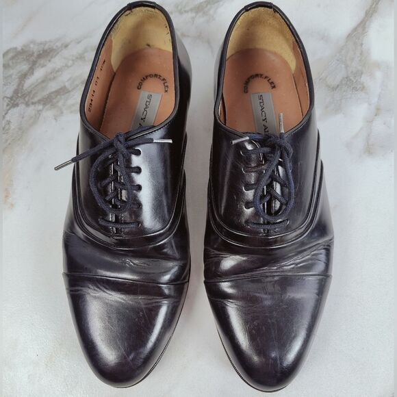Stacy Adams Comfort Flex Black Leather Lace Up Oxford Dress Shoes, Sz 10